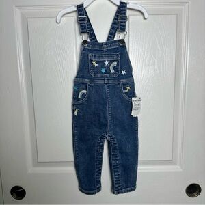 Tucker + Tate Baby Denim Overalls 12m Blue Star Rainbow Embroidered Jumpsuit